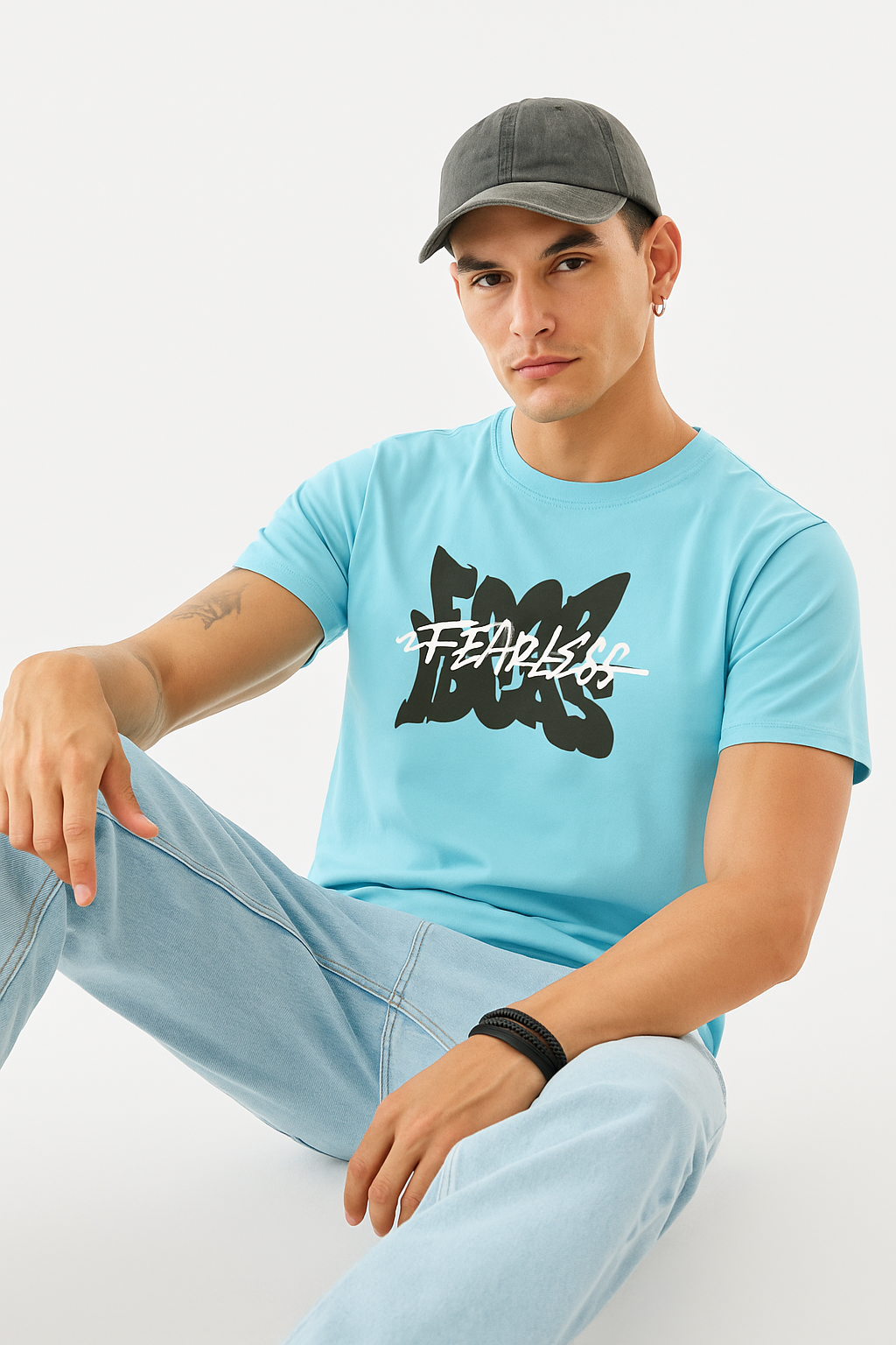 Marble Graphic T-Shirt – Abstract Leaf Print