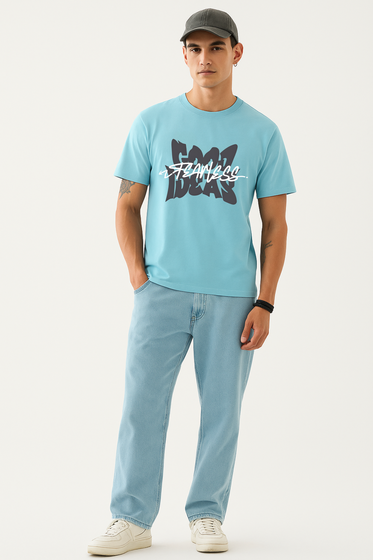 Marble Graphic T-Shirt – Abstract Leaf Print