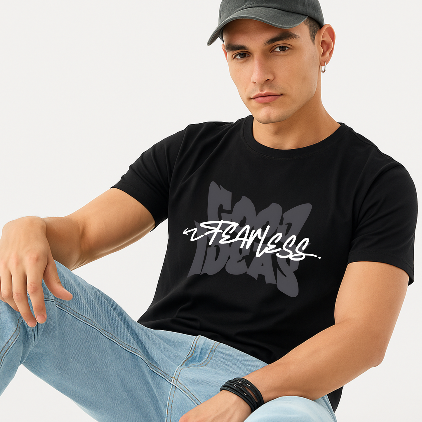 Marble Graphic T-Shirt – Abstract Leaf Print