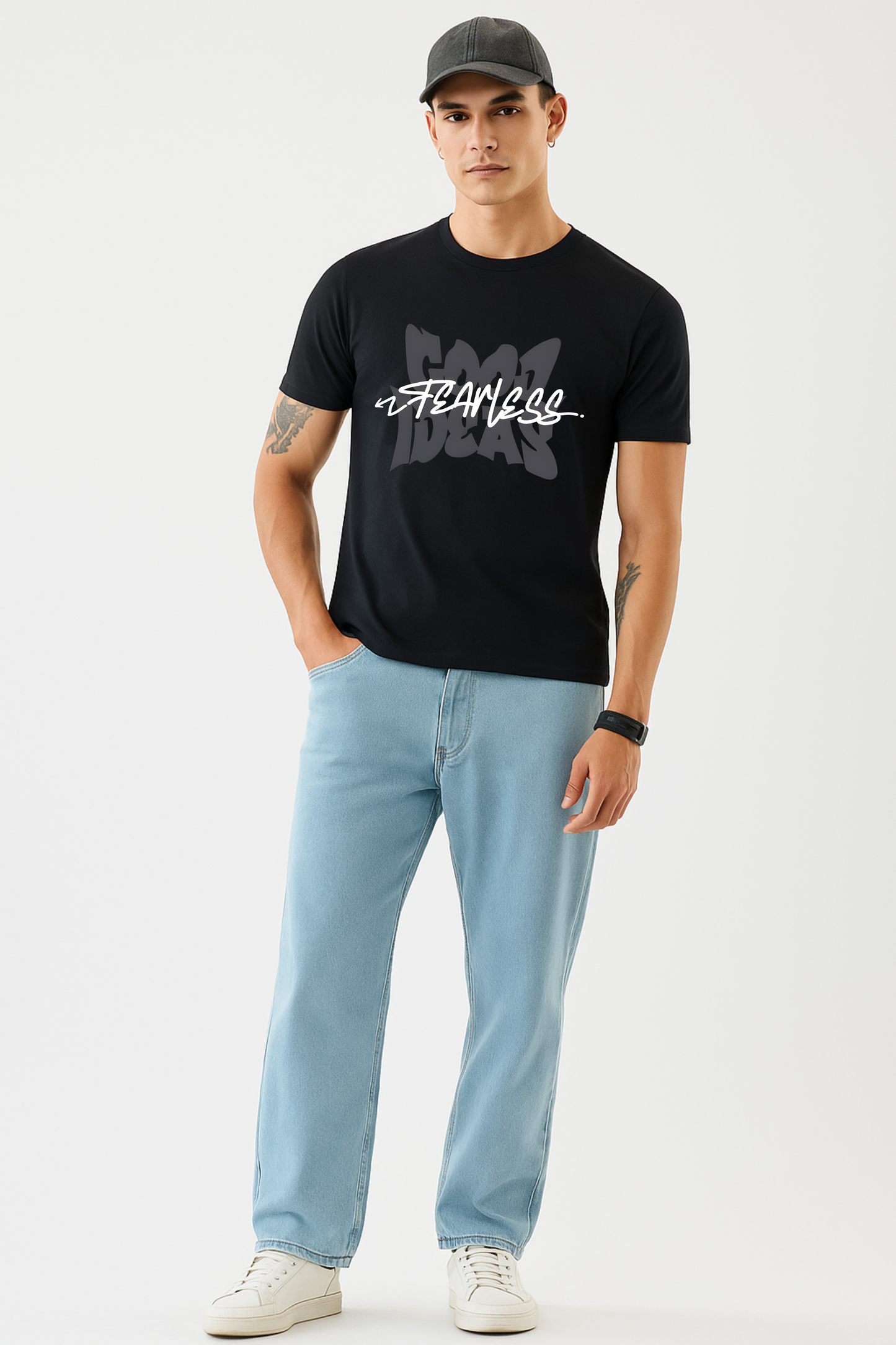 Marble Graphic T-Shirt – Abstract Leaf Print